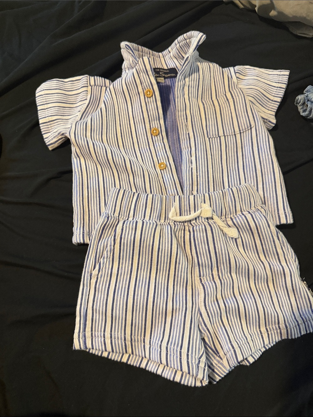 Ben Sherman Blue & White Striped Shorts Set
